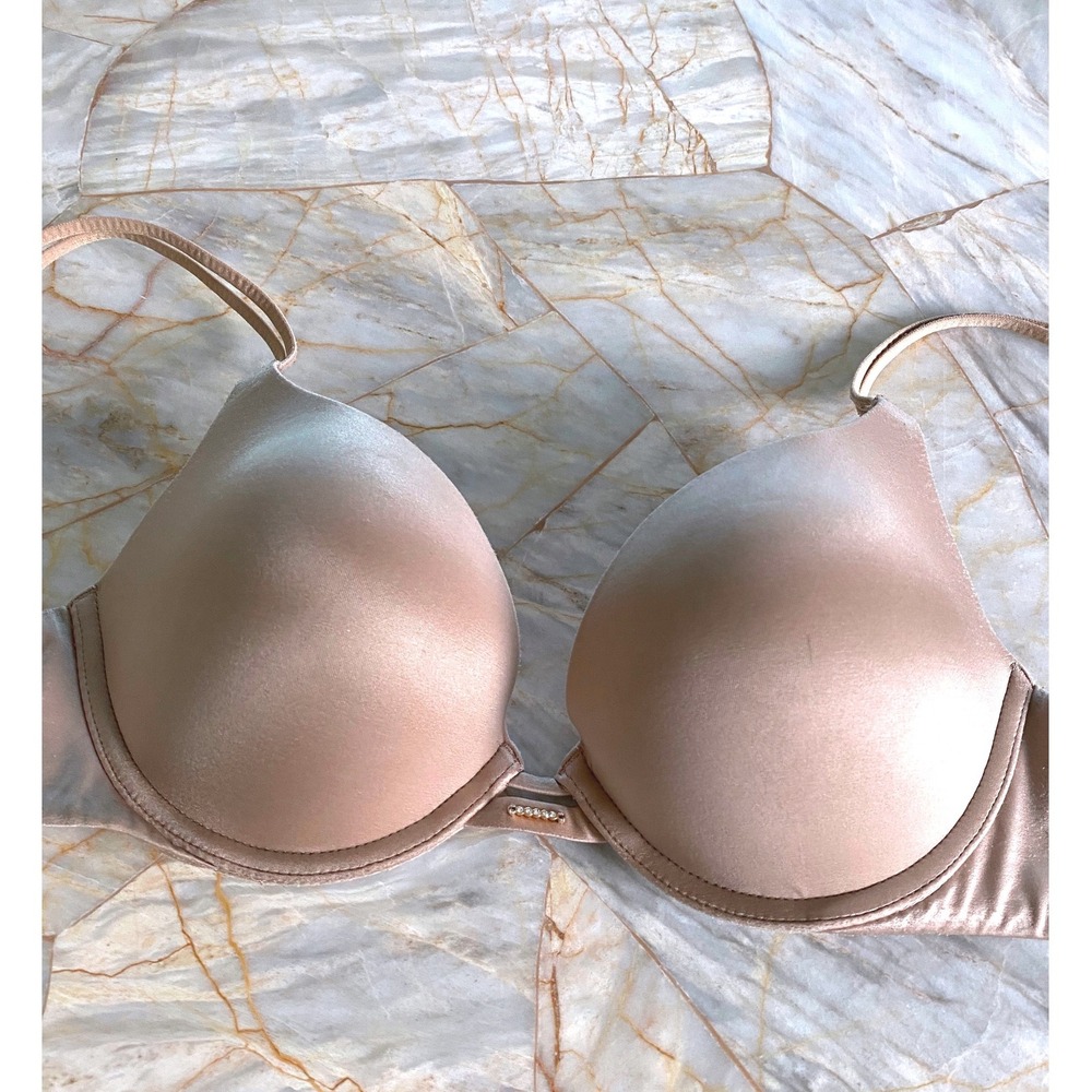 Victoria's Secret Very Sexy Push Up Bra Tan Nude Rhinestone Accent Underwire 34B